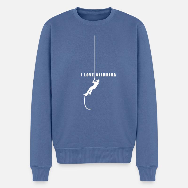 I Love Climbing Klettern - Männer Premium Bio Pullover - Taubenblau
