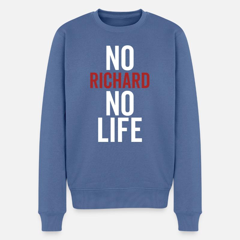 Kein Richard Kein Leben - Männer Premium Bio Pullover - Taubenblau