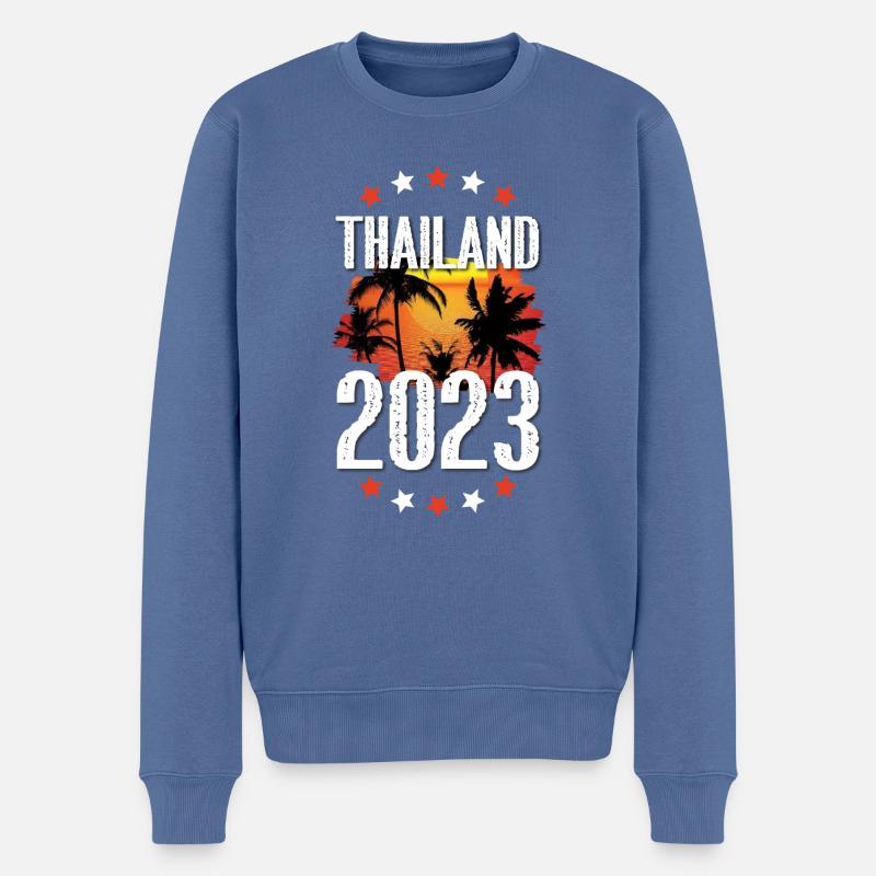 Thaïlande 2023 - Pull Premium bio Homme - bleu pigeon