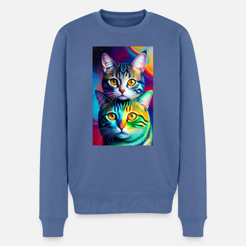 Wunderbare kurzhaarige Hauskatzen - Männer Premium Bio Pullover - Taubenblau