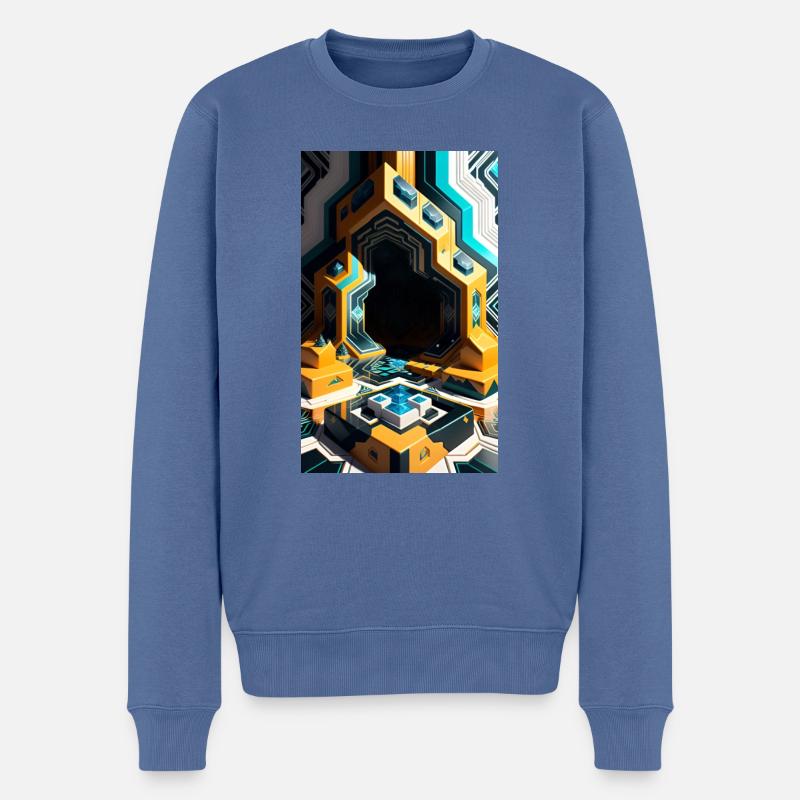 Blocs fantastiques dans un monde 3D - Pull Premium bio Homme - bleu pigeon