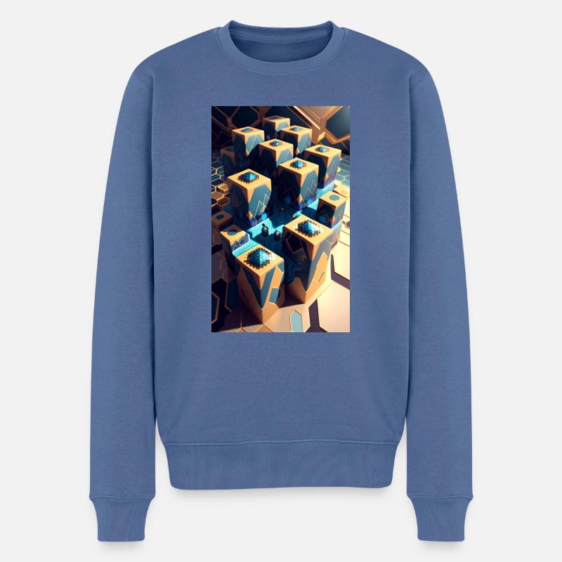 Neon-Abenteuer - Männer Premium Bio Pullover - Taubenblau