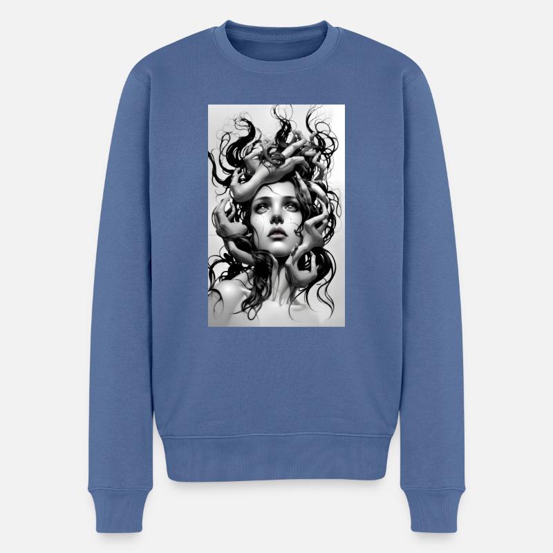 Medusa #2 - Männer Premium Bio Pullover - Taubenblau
