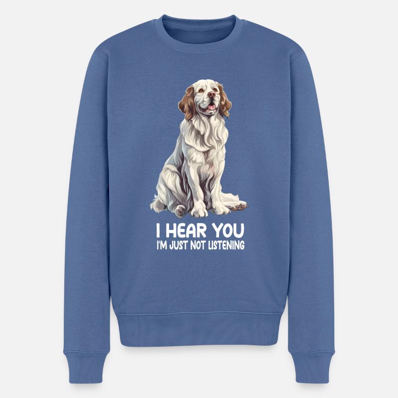 Clumber Spaniel - Männer Premium Bio Pullover - Taubenblau
