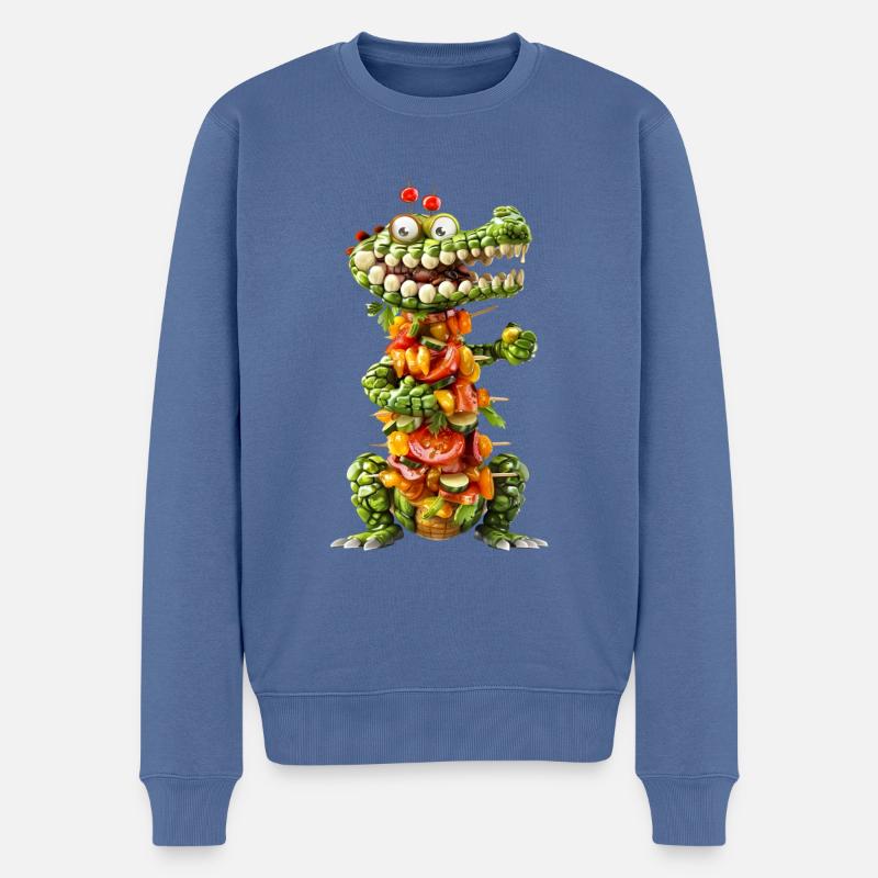 Krokodil Kebab - Männer Premium Bio Pullover - Taubenblau