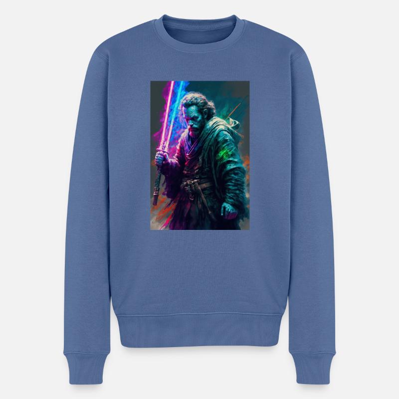 Lichtschwert - Männer Premium Bio Pullover - Taubenblau