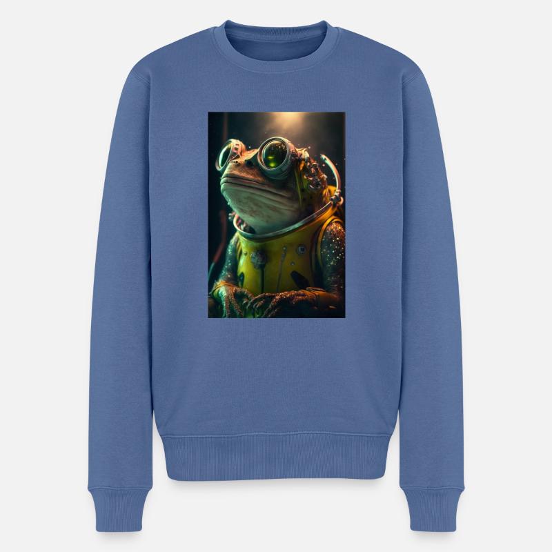 süßer Frosch Astronaut - Männer Premium Bio Pullover - Taubenblau