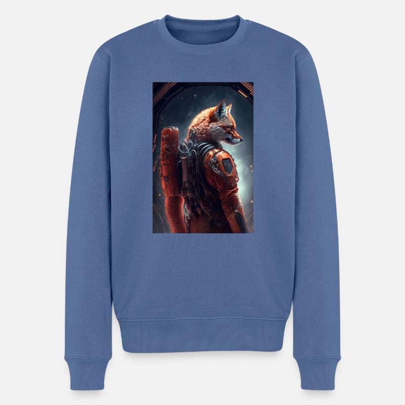 Renard dans l’espace - Pull Premium bio Homme - bleu pigeon
