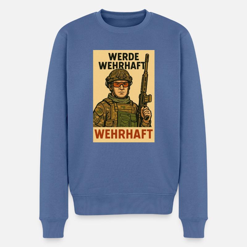 Wehrhaft - Männer Premium Bio Pullover - Taubenblau