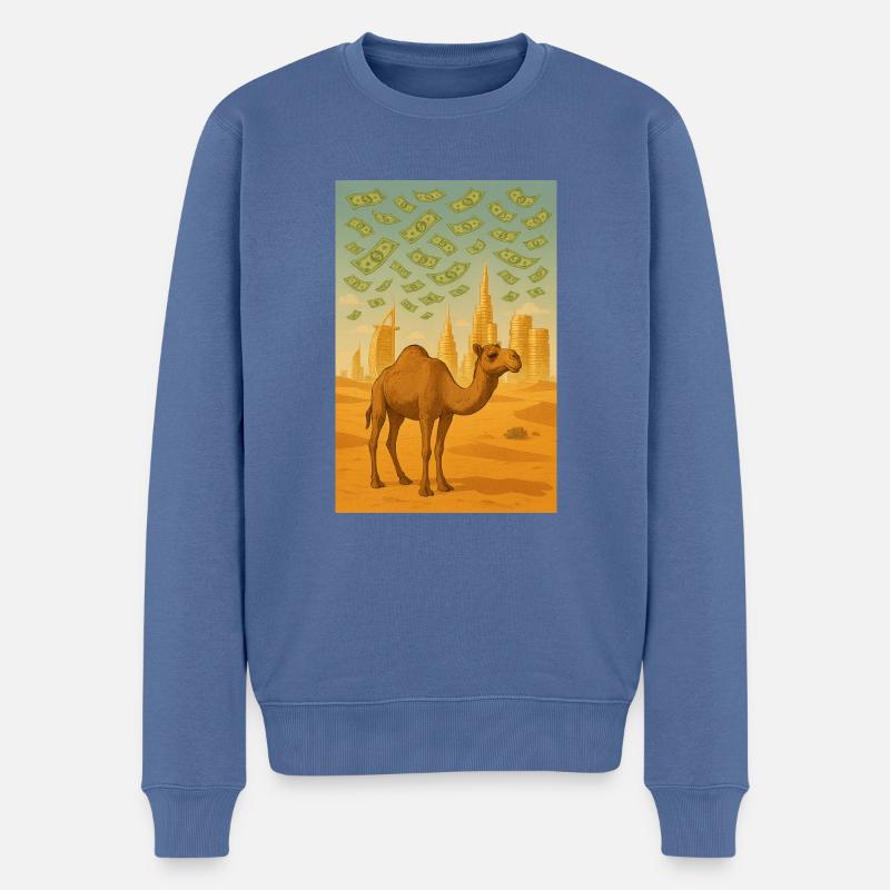 Kamel dubai geld - Männer Premium Bio Pullover - Taubenblau