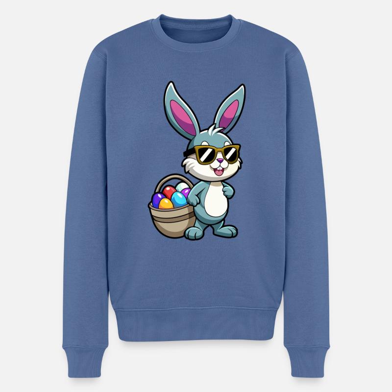Joyeuses Pâques - Lapin de Pâques - Oeuf de Pâques - Cadeau - Pull Premium bio Homme - bleu pigeon