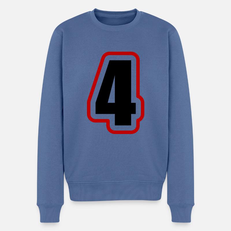 4 Zahl College - Männer Premium Bio Pullover - Taubenblau