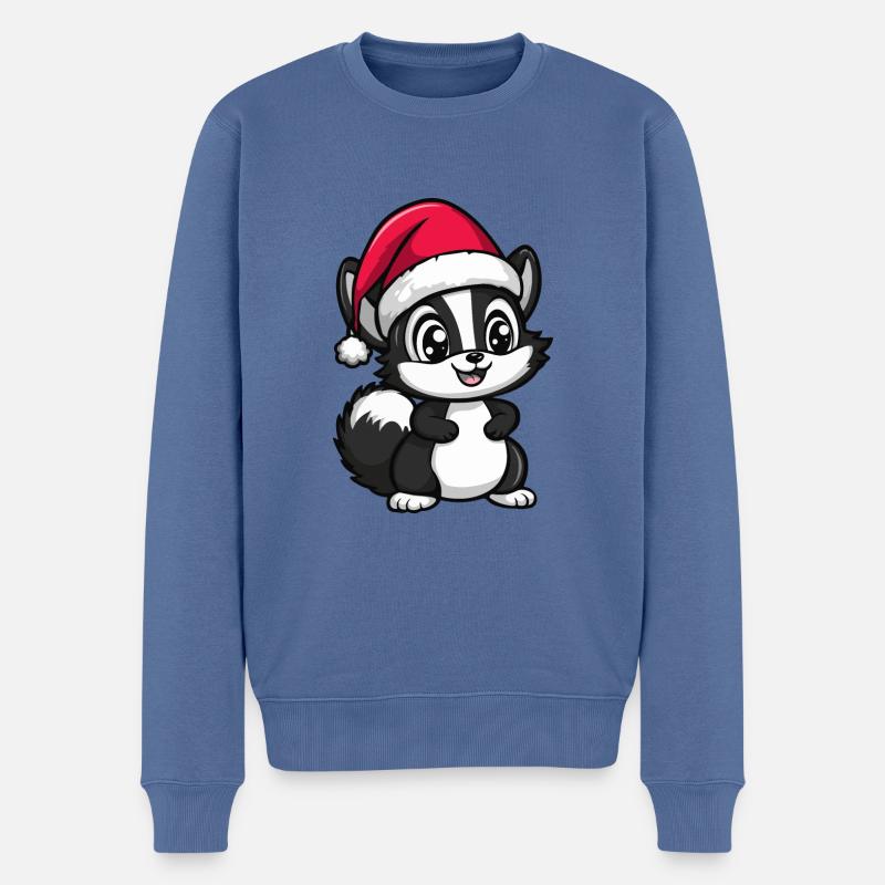 Stinktier Weihnachten Niedlich - Männer Premium Bio Pullover - Taubenblau