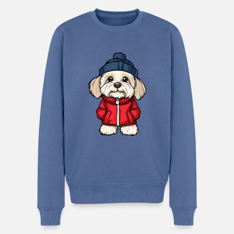 Havanese Hund Stylisch - Männer Premium Bio Pullover - Taubenblau