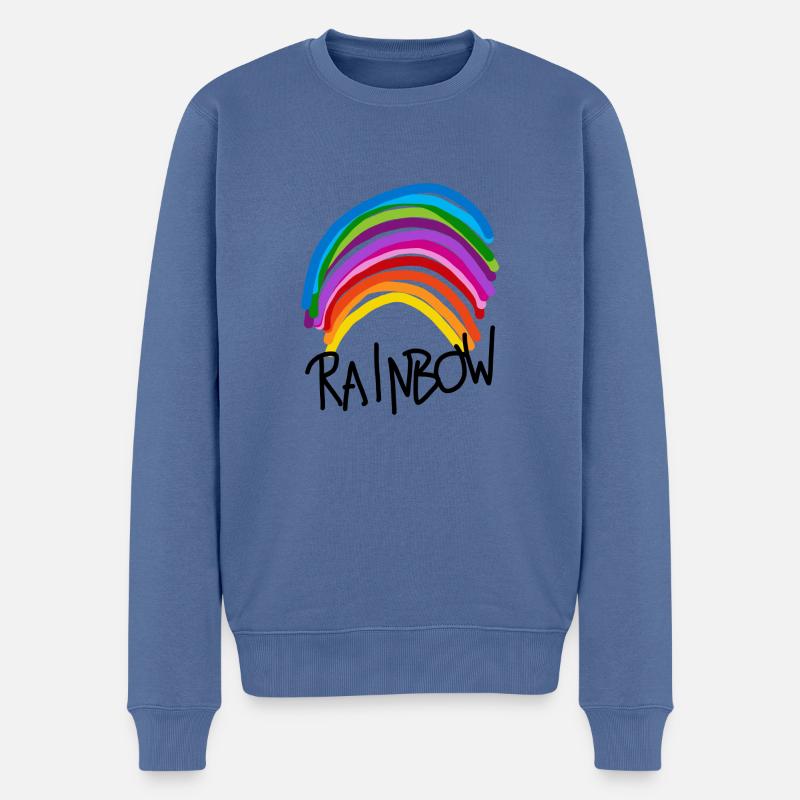 arc en ciel - Pull Premium bio Homme - bleu pigeon