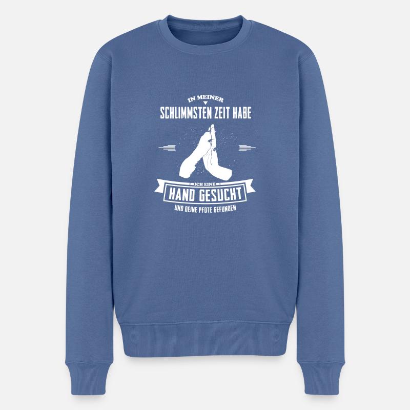 Hand gesucht (Hund) - Männer Premium Bio Pullover - Taubenblau