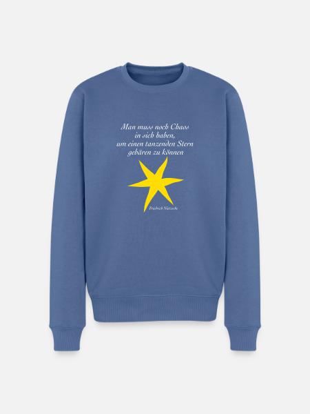 Tanzender Stern, Nietzsche - Männer Premium Bio Pullover - Taubenblau