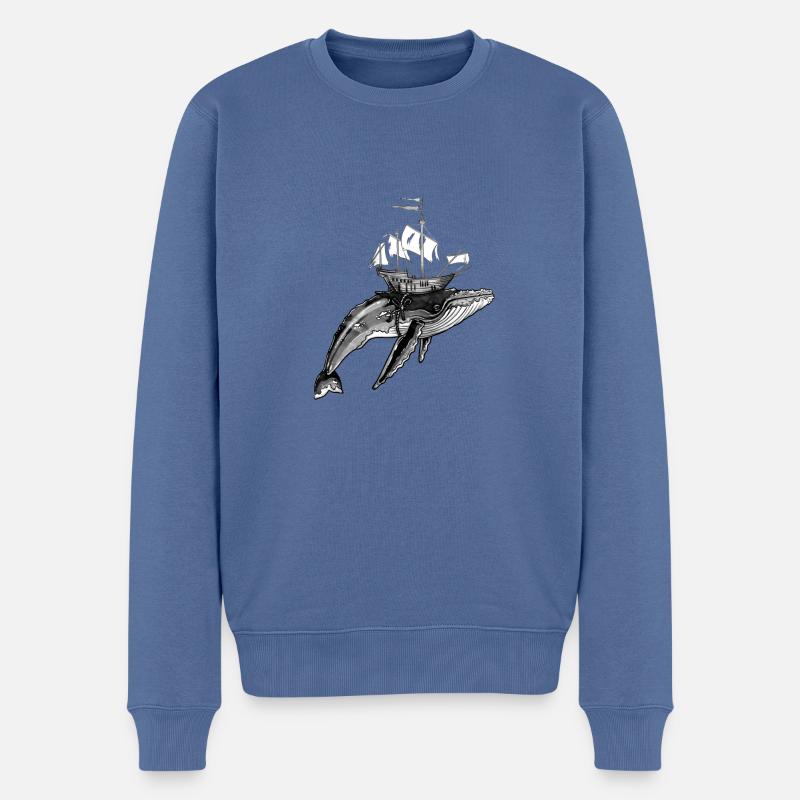 Wal und sein Bügel auf dem Rücken - Männer Premium Bio Pullover - Taubenblau