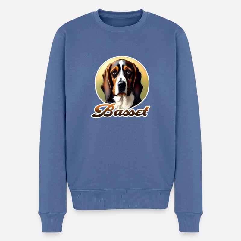 Basset Hound - Männer Premium Bio Pullover - Taubenblau