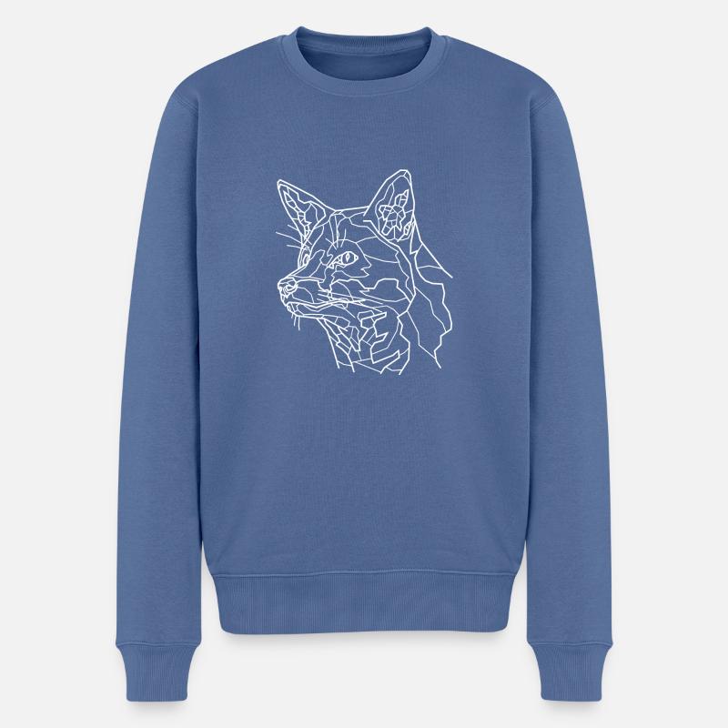 Schneefuchs Line Art - Männer Premium Bio Pullover - Taubenblau