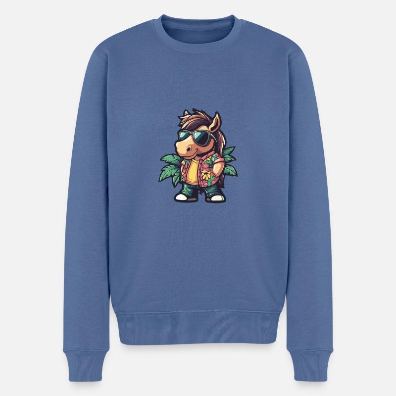 Cheval Cool Été - Pull Premium bio Homme - bleu pigeon