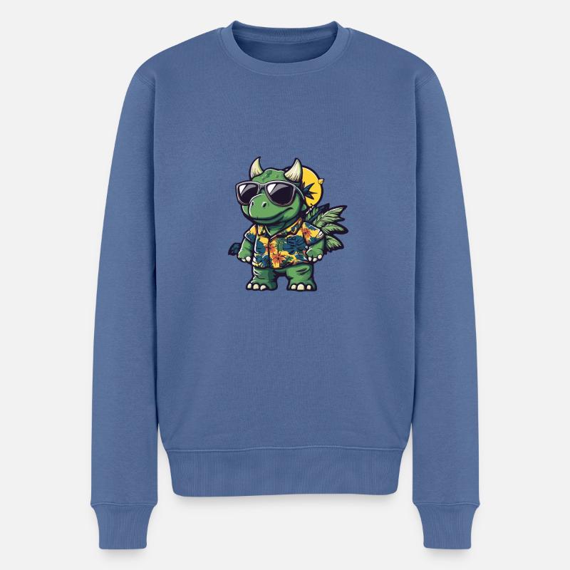 Dinosaurier triceratops Sommer - Männer Premium Bio Pullover - Taubenblau