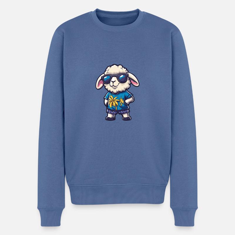 Mouton Bande Dessinée Cool Été - Pull Premium bio Homme - bleu pigeon