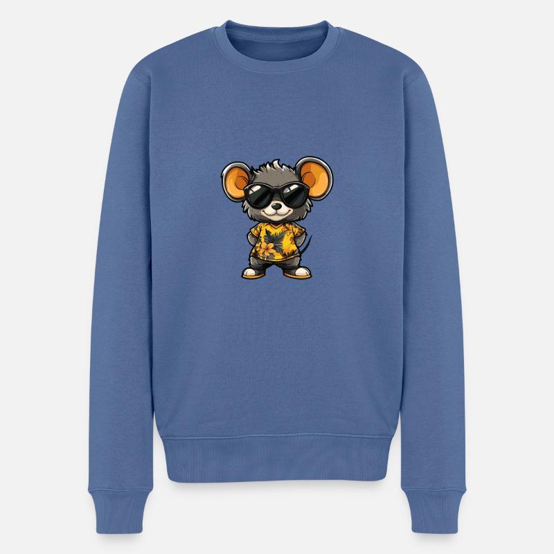 Maus Comic Cool Sommer - Männer Premium Bio Pullover - Taubenblau