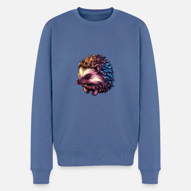 Igel Bunt - Männer Premium Bio Pullover - Taubenblau