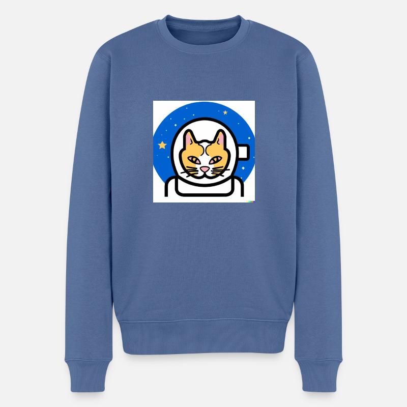 Katzenastronaut - Männer Premium Bio Pullover - Taubenblau