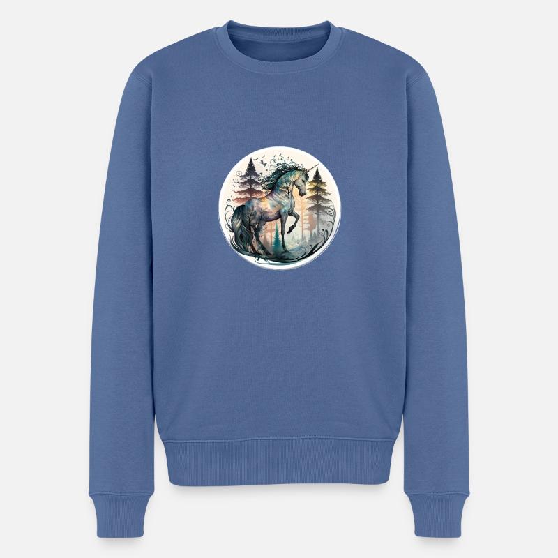 Getarntes Einhorn - Männer Premium Bio Pullover - Taubenblau