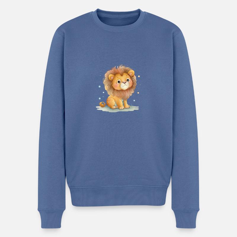 Löwe Pastell Kinder - Männer Premium Bio Pullover - Taubenblau