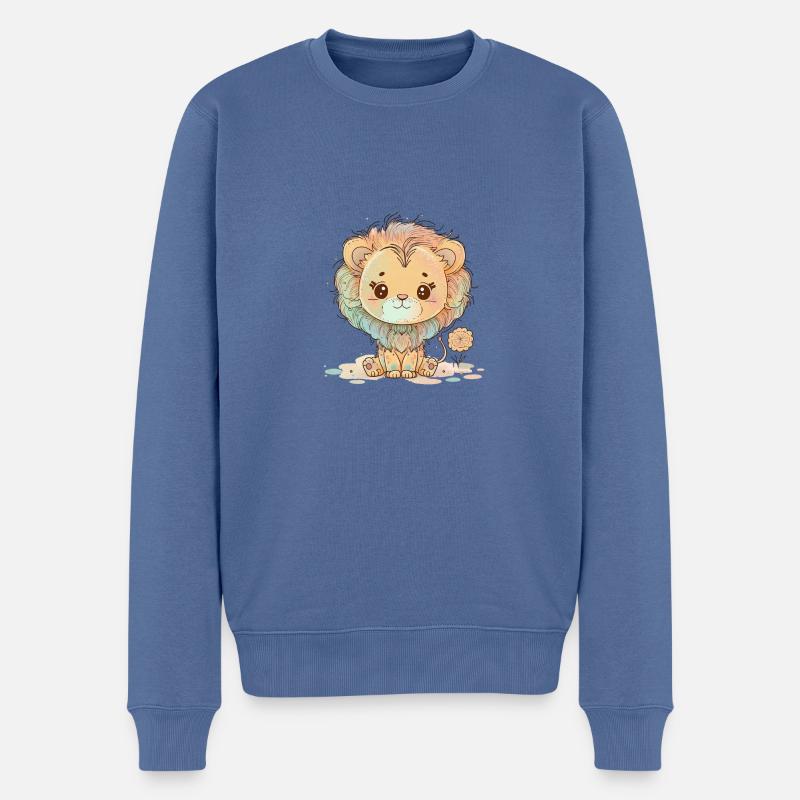 Löwe Pastell Putzig Regenbogen - Männer Premium Bio Pullover - Taubenblau