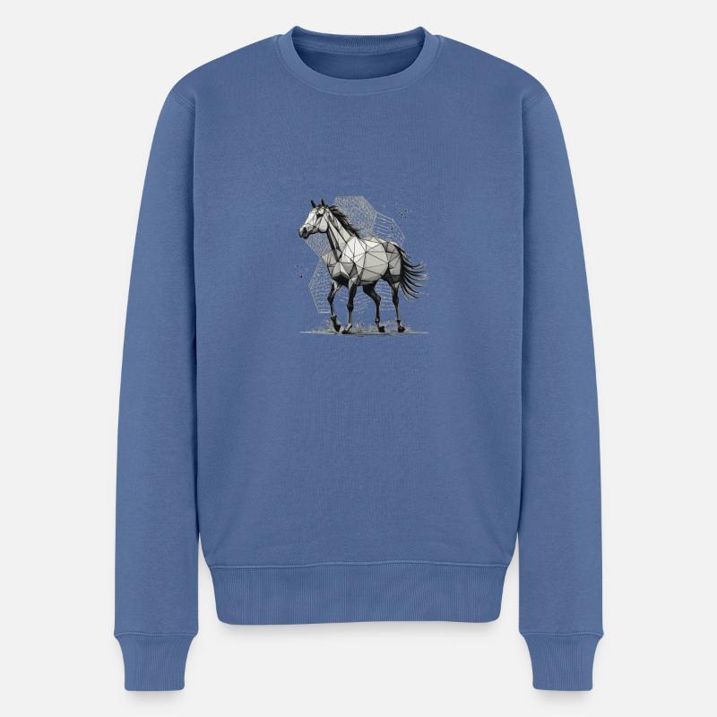 Geo-Pferd - Männer Premium Bio Pullover - Taubenblau