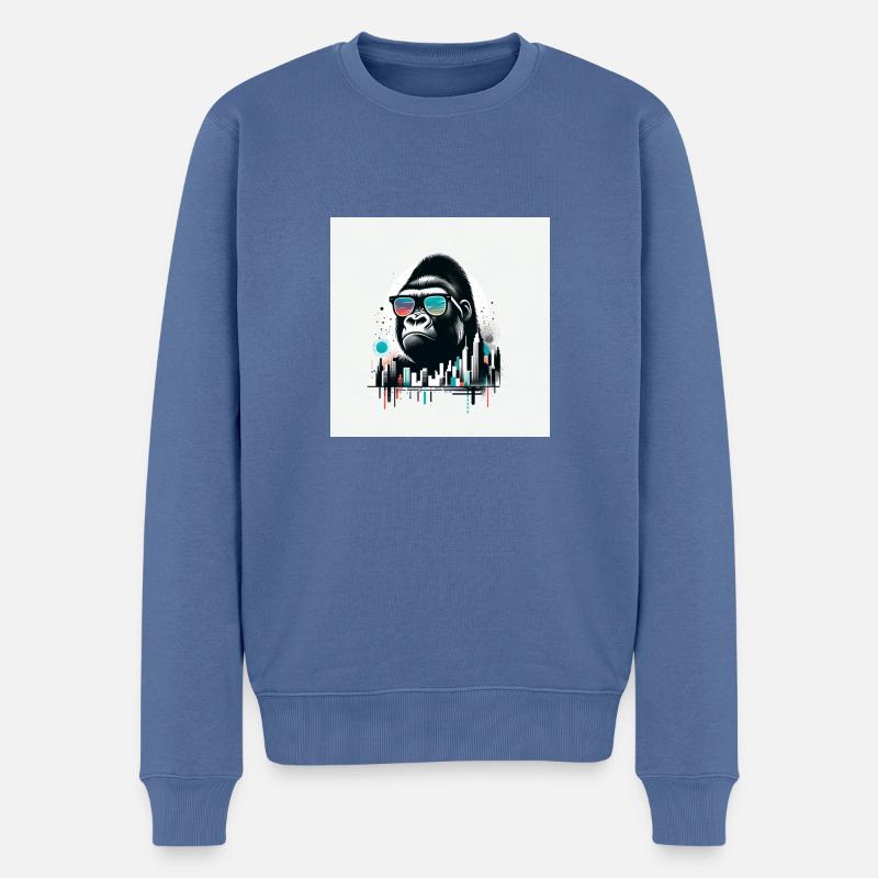 Gorille avec lunettes de soleil - Pull Premium bio Homme - bleu pigeon