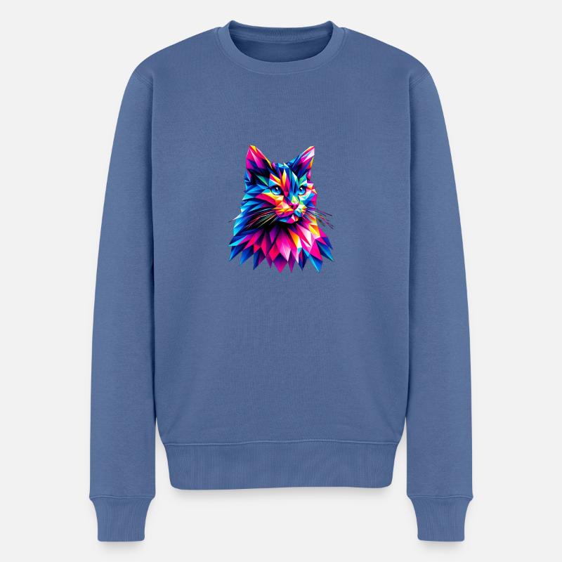 Chat - Pull Premium bio Homme - bleu pigeon