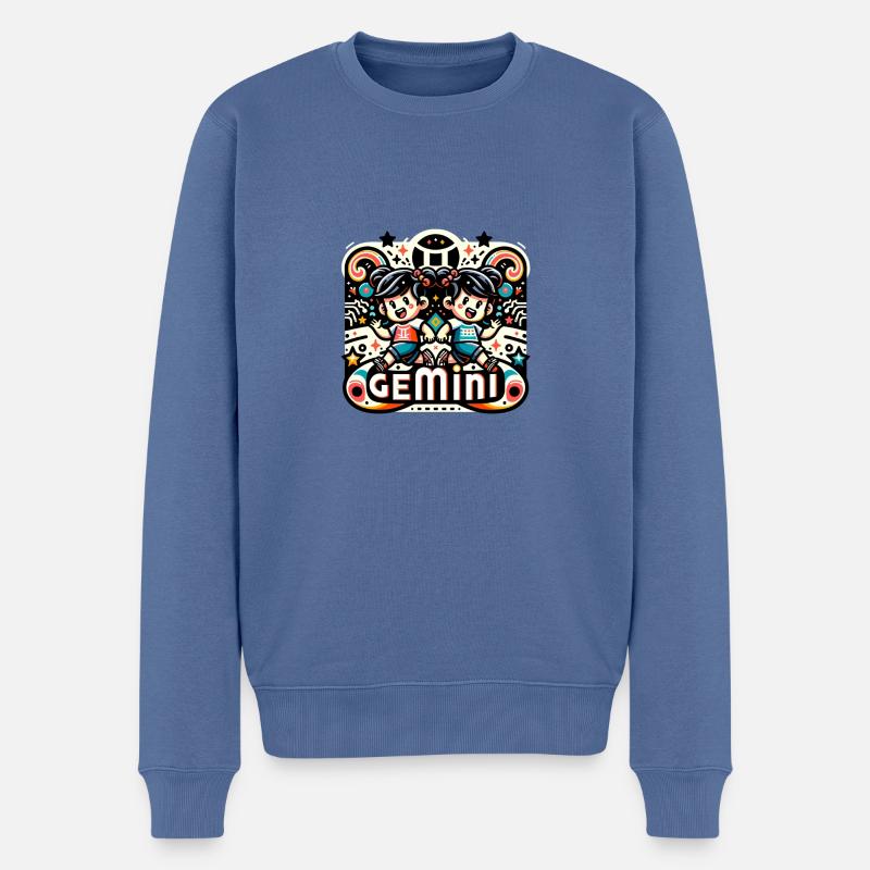 GEMINI - Männer Premium Bio Pullover - Taubenblau