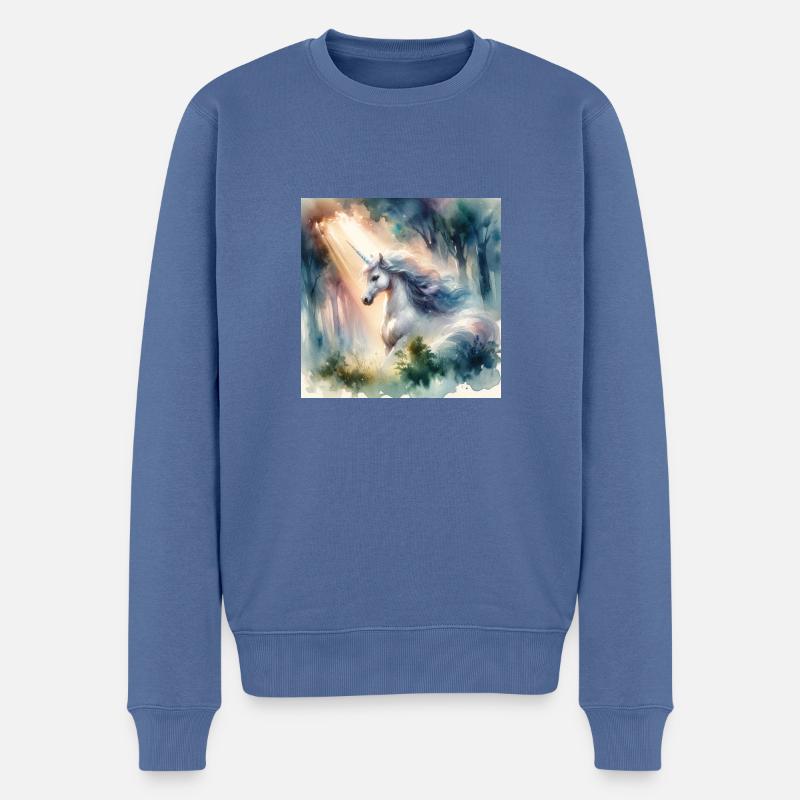 Einhorn 1 - Männer Premium Bio Pullover - Taubenblau