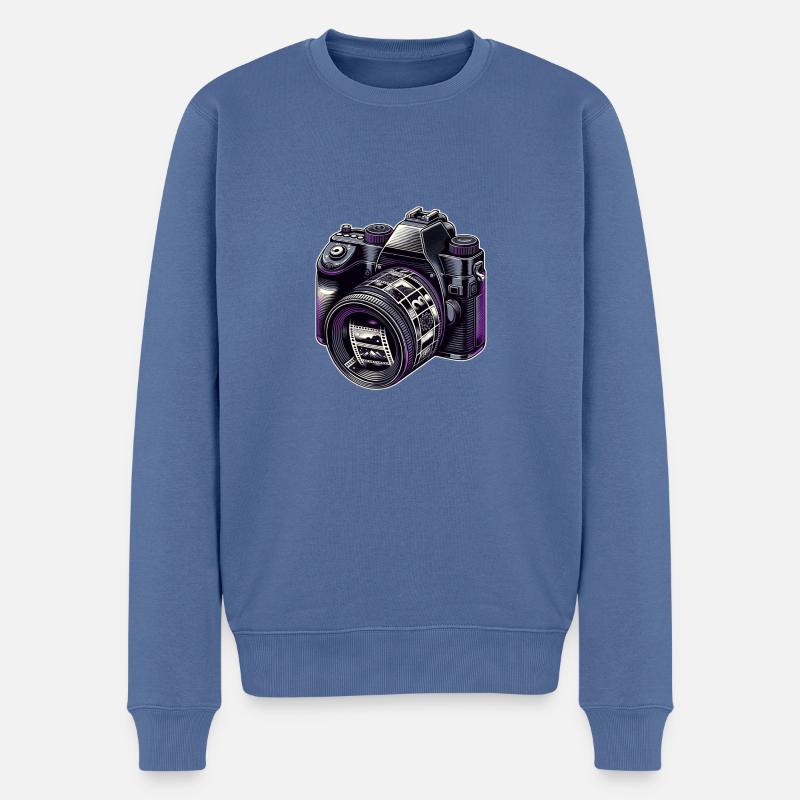 Nostalgische Fotokamera - Männer Premium Bio Pullover - Taubenblau