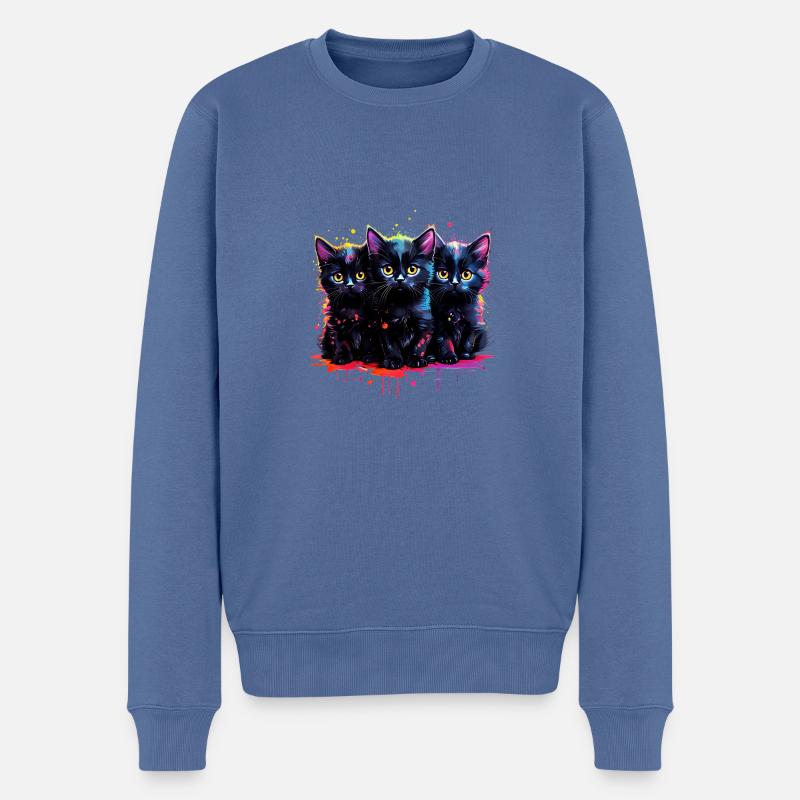 Drei Kätzchen - Männer Premium Bio Pullover - Taubenblau