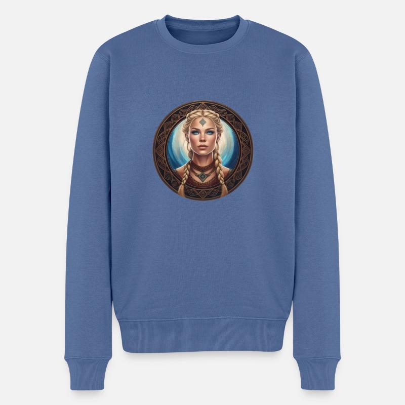 Wikingerfrau - Männer Premium Bio Pullover - Taubenblau