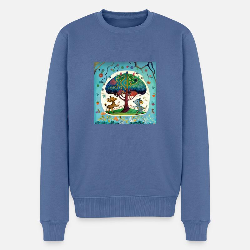 Der Baum des Lebens - Männer Premium Bio Pullover - Taubenblau