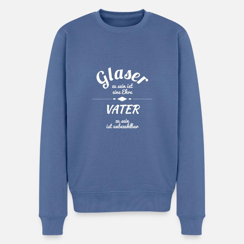 Glaser - Männer Premium Bio Pullover - Taubenblau
