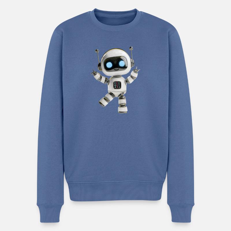 Fête des robots - Pull Premium bio Homme - bleu pigeon
