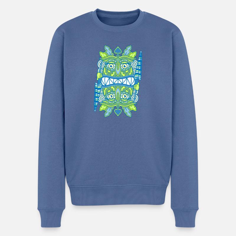 Blaue Tiki Queen - Regenschirm - Männer Premium Bio Pullover - Taubenblau