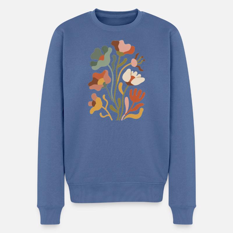 Boho Wildblumen – Blühende Harmonie - Männer Premium Bio Pullover - Taubenblau