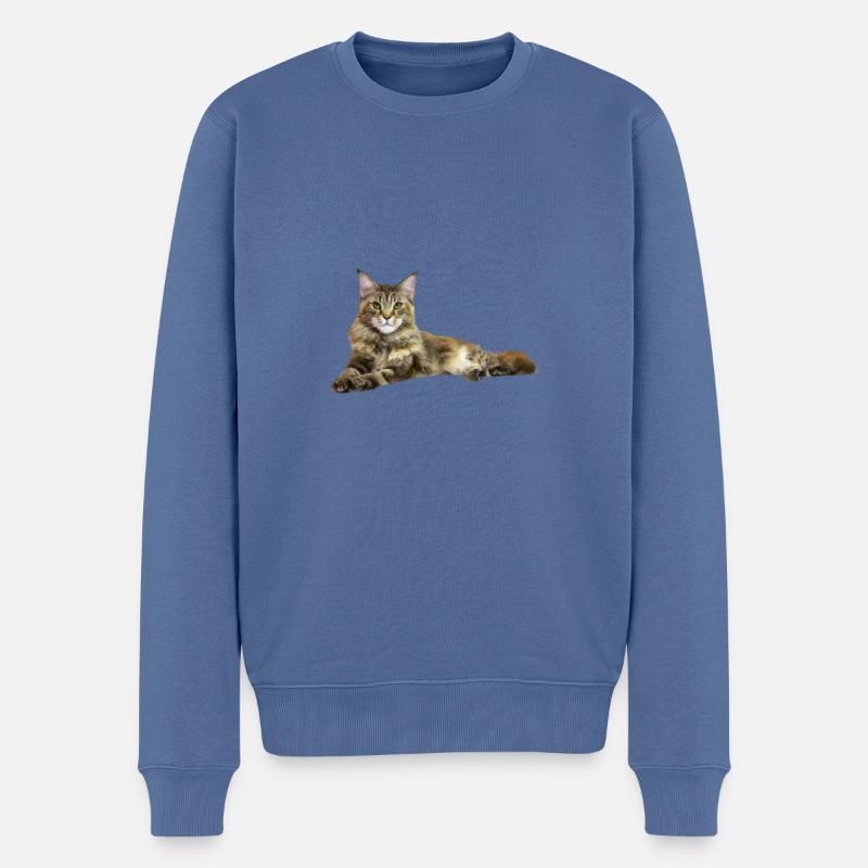 Maine Coon Katze - Männer Premium Bio Pullover - Taubenblau