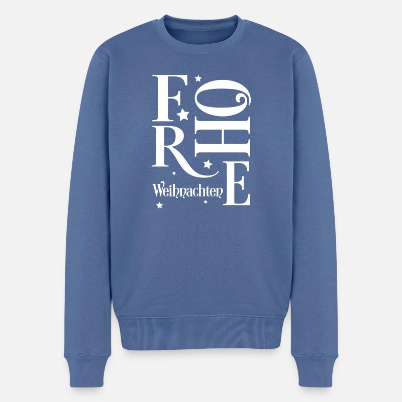 Frohe Weihnachten - Männer Premium Bio Pullover - Taubenblau