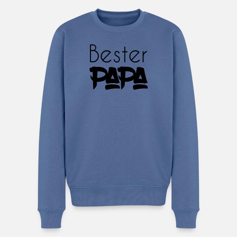 Bester Papa - Männer Premium Bio Pullover - Taubenblau