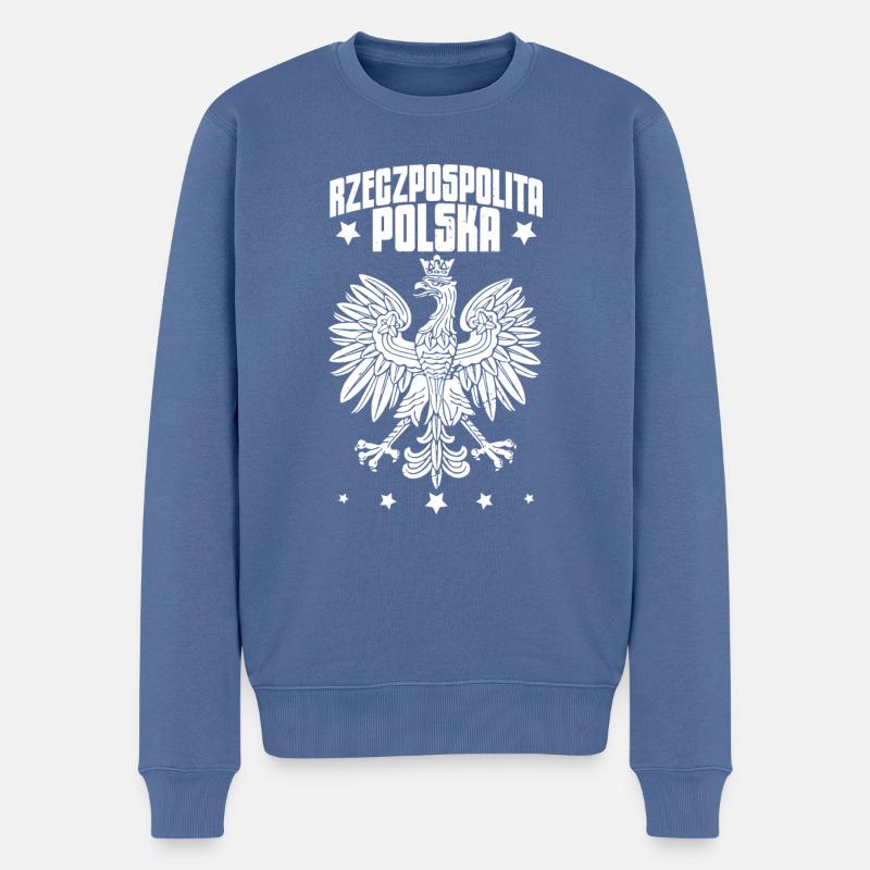 Polen Heimat Polska Polnisch Adler Flagge - Männer Premium Bio Pullover - Taubenblau